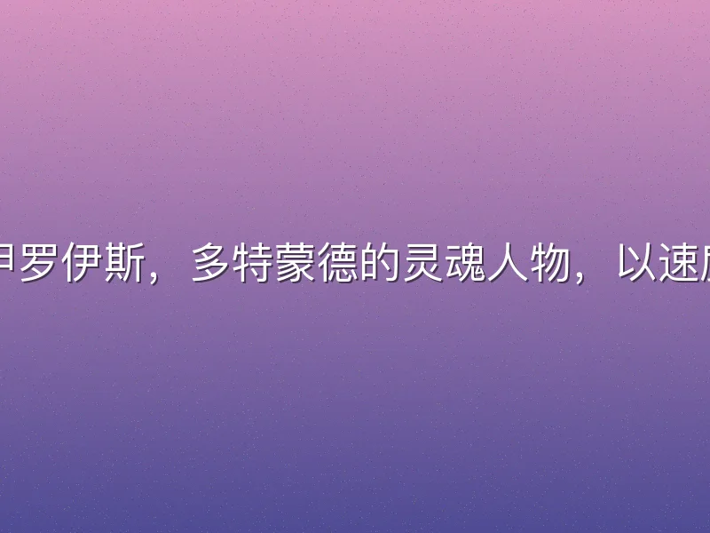 德甲罗伊斯，多特蒙德的灵魂人物，以速度与